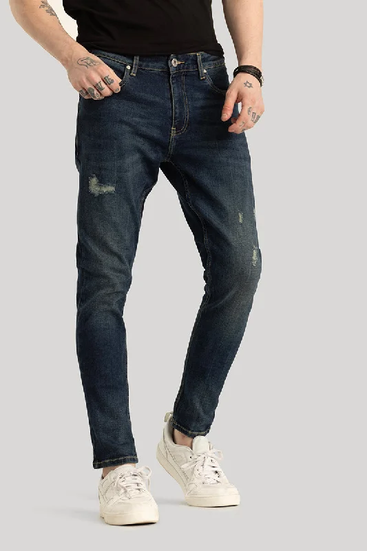 Valentine's Day Jeans for Romantic -Emanuele Navy Distressed Skinny Fit Jeans