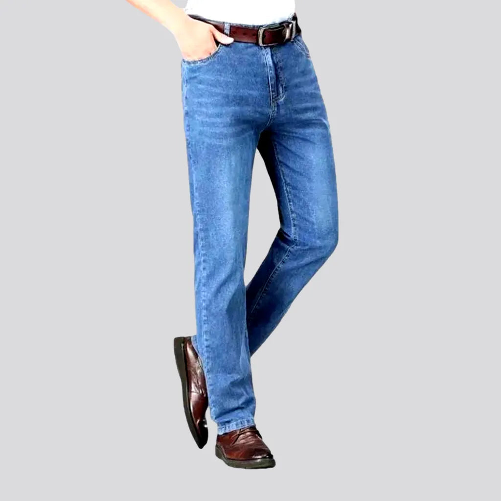 Button Fly Jeans for Traditional -Furrowed tall men's waisted jeans