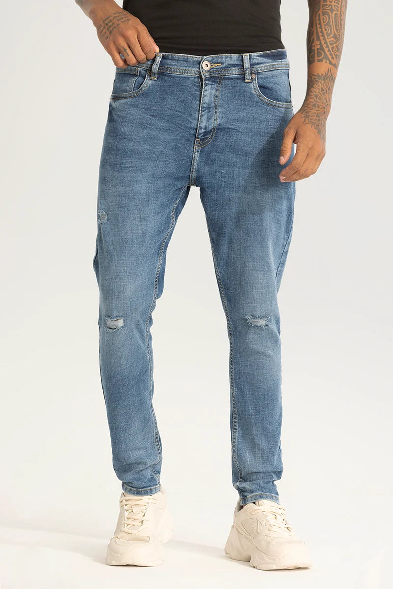 Raw Denim Jeans for Authentic -Blue Distressed Skinny Fit Jeans