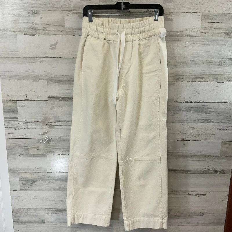 Vintage high-waisted pants for nostalgic wardrobe charm -Pants Other By Everlane In Cream, Size: S