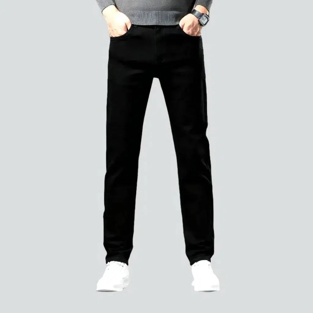 Denim Jeans for Durability -Tapered black. men's stretchy jeans