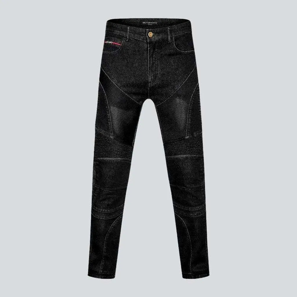 Metal Button Jeans for Classic -Biker men's stonewashed jeans