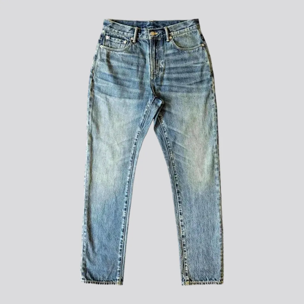 Acid Wash Jeans for Vintage -Mid rise tapered men's jeans