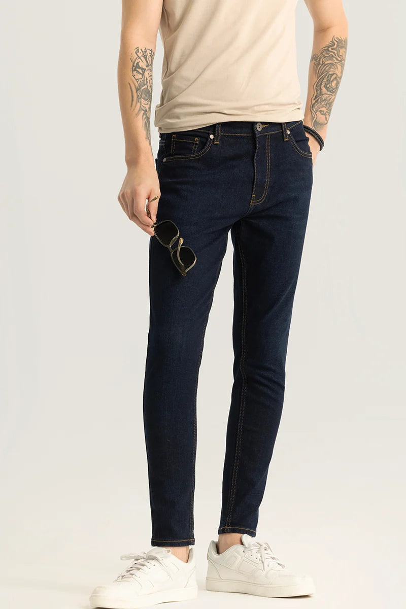 Graduation Jeans for Milestone -Delphine Deep Blue Plain Skinny Fit Jeans