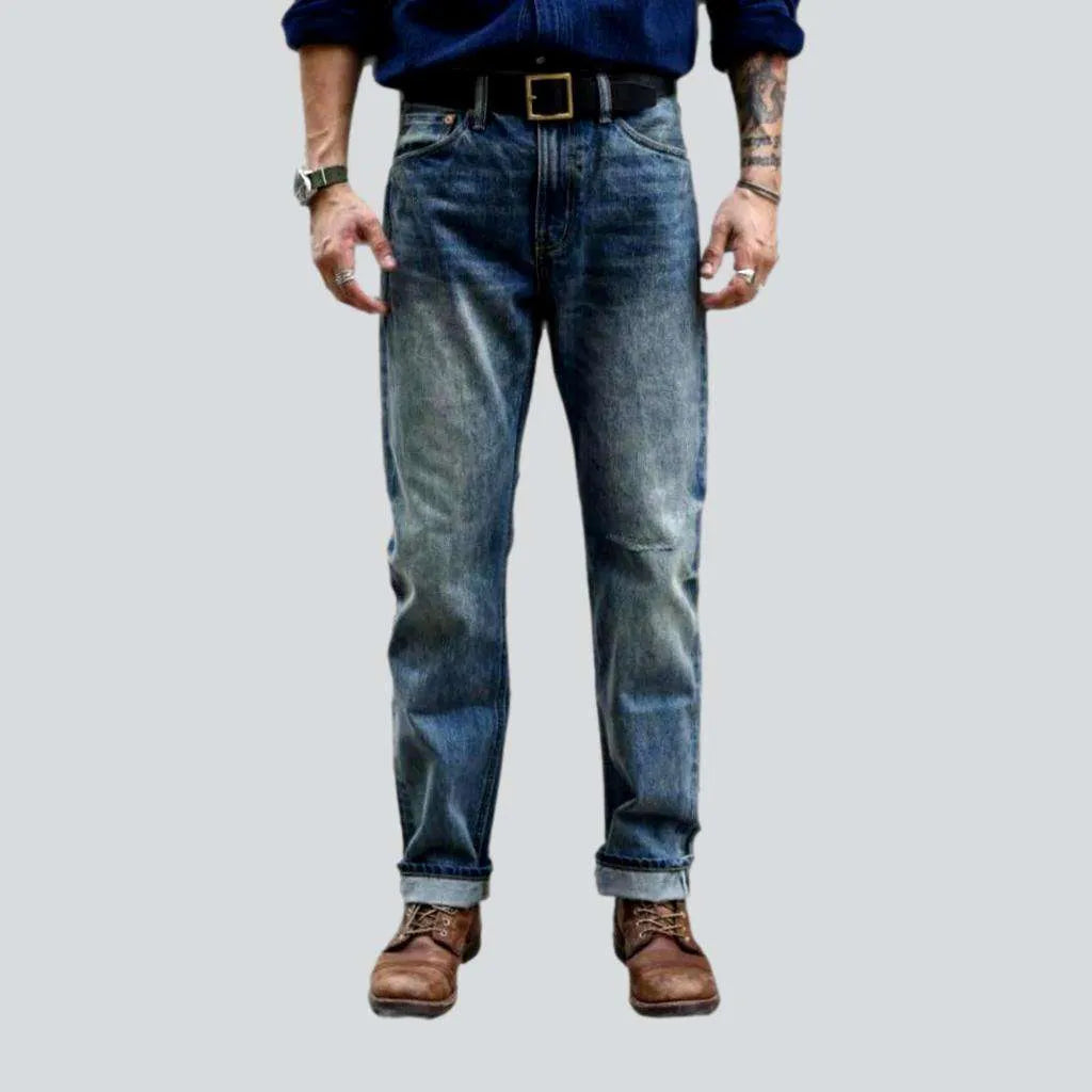 Father's Day Jeans for Present -Sanded whiskered selvedge jeans
 for men