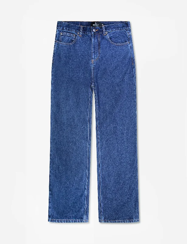 Classic straight-leg pants for versatile daily wear -Fresno Loose Fit Denim - Blue Steel