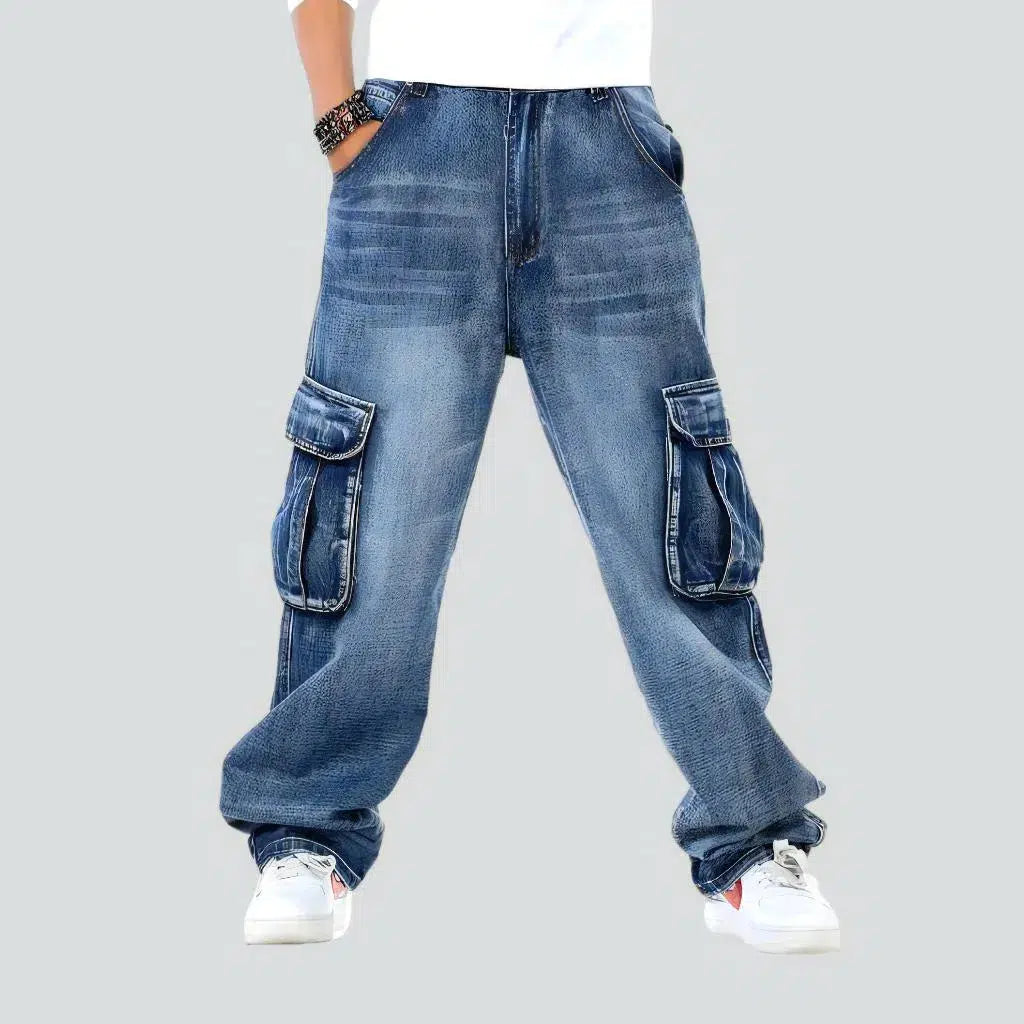 Faded Jeans for Laid-back -Voluminous men's high-waist jeans