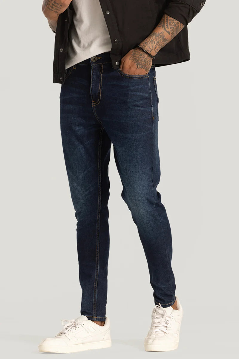 Weekend Jeans for Lazy -Deep Blue Skinny Fit Jeans