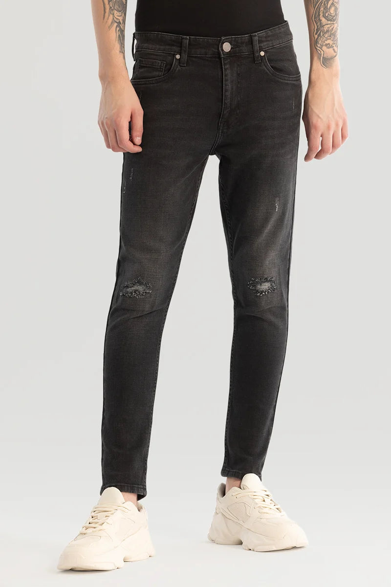 Hunting Jeans for Woods -Charcoal Grey Distressed Skinny Fit Jeans