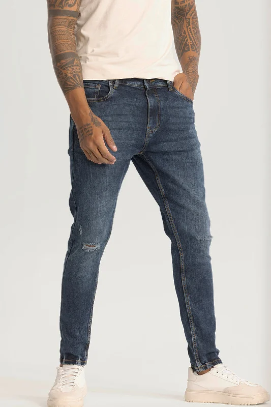 Valentine's Day Jeans for Romantic -Blue Distressed Skinny Fit Jeans