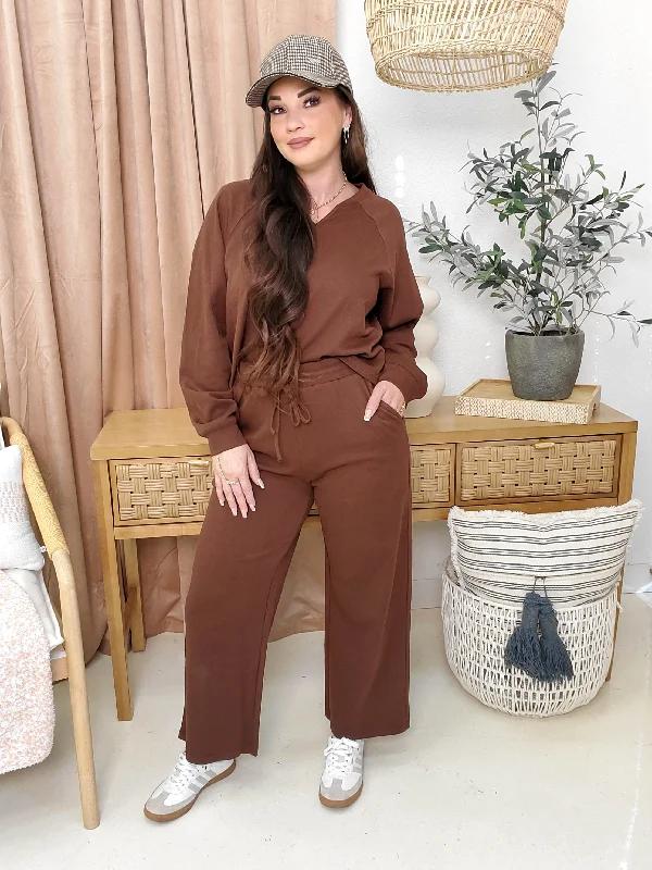 Off Shoulder Blouses for Sexy -Hershey Sweatshirt and Pants Set (S-L)