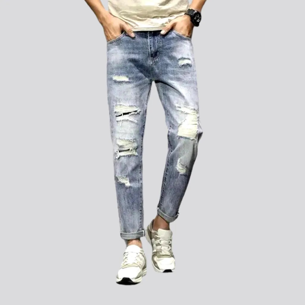 Fringed Jeans for Western -Grunge men's loose jeans