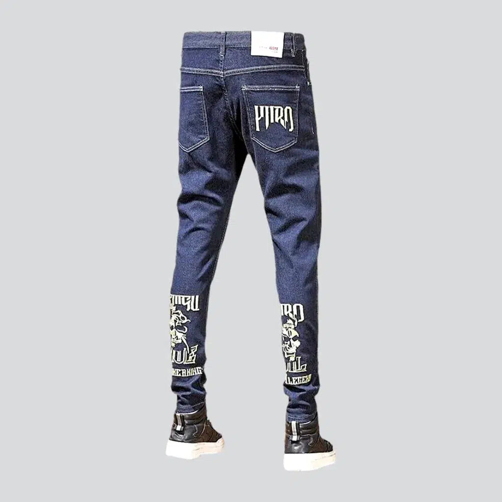 Painted Back Pocket Jeans for Artistic -Skinny men's painted jeans