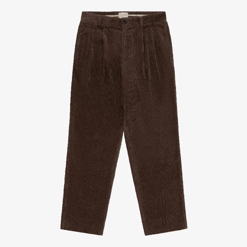 Weather-resistant pants for unpredictable climate needs -Double Pleated Corduroy Pant