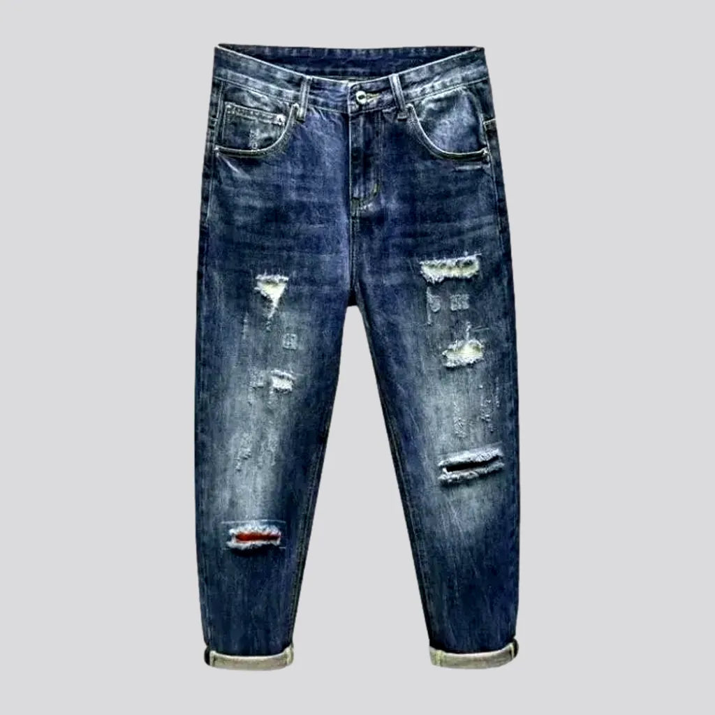 Branded Jeans for Quality -Medium-wash men's loose jeans