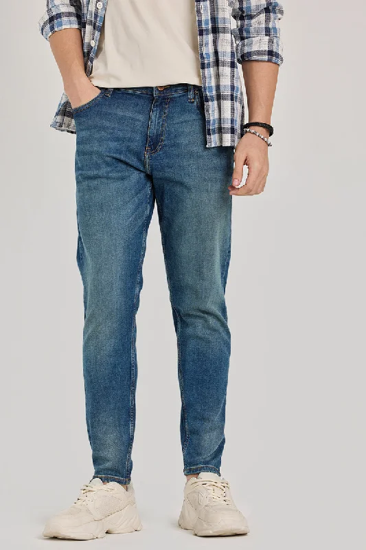 Father's Day Jeans for Present -Denim Blue Tapered Fit Jeans