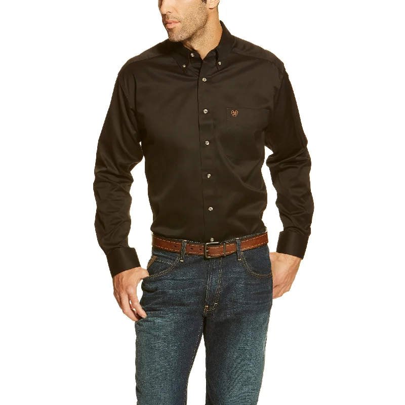 Tarnish Resistant Blouses for Long -Ariat Solid Twill Shirt (Black)