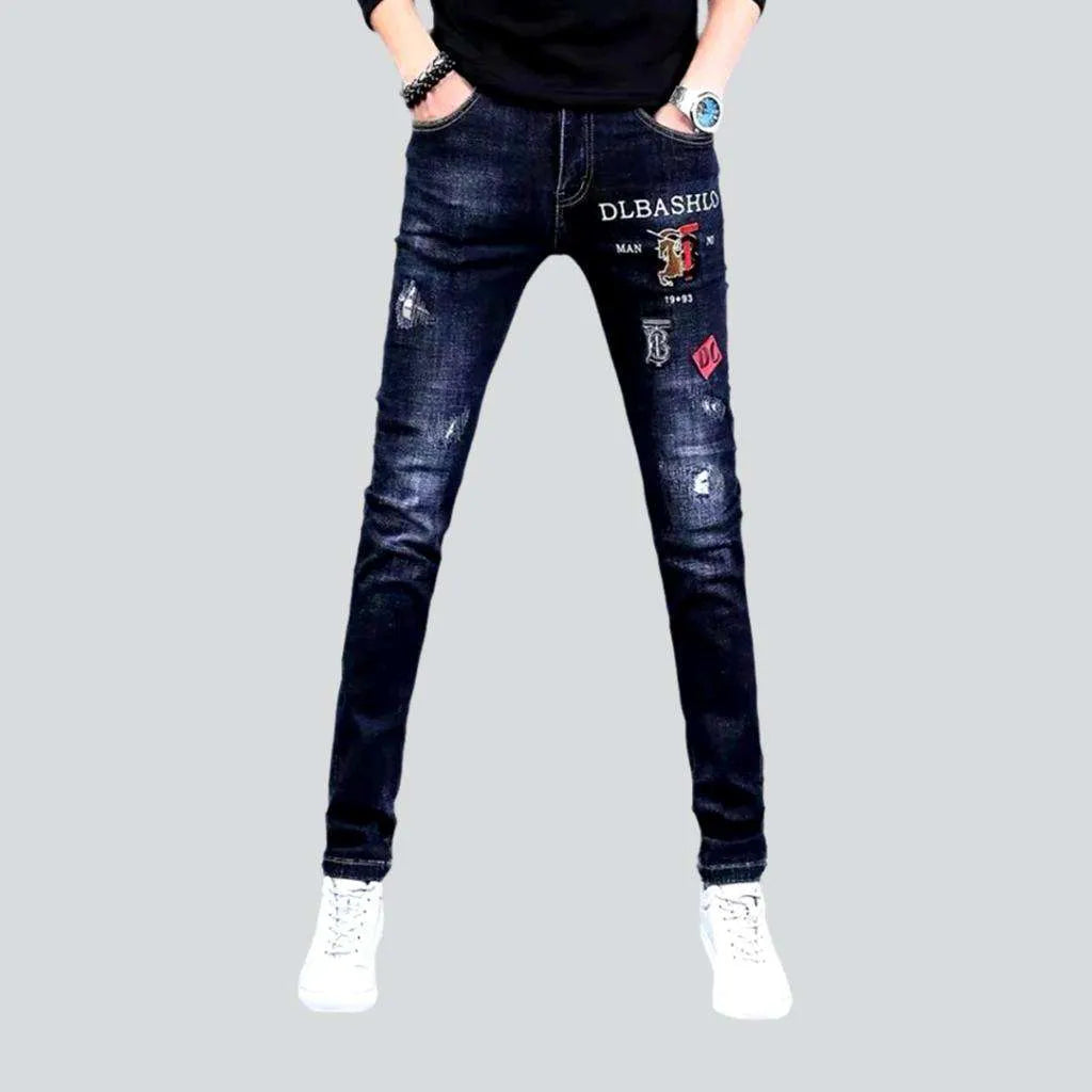 School Jeans for Uniform -Whiskered men's street jeans