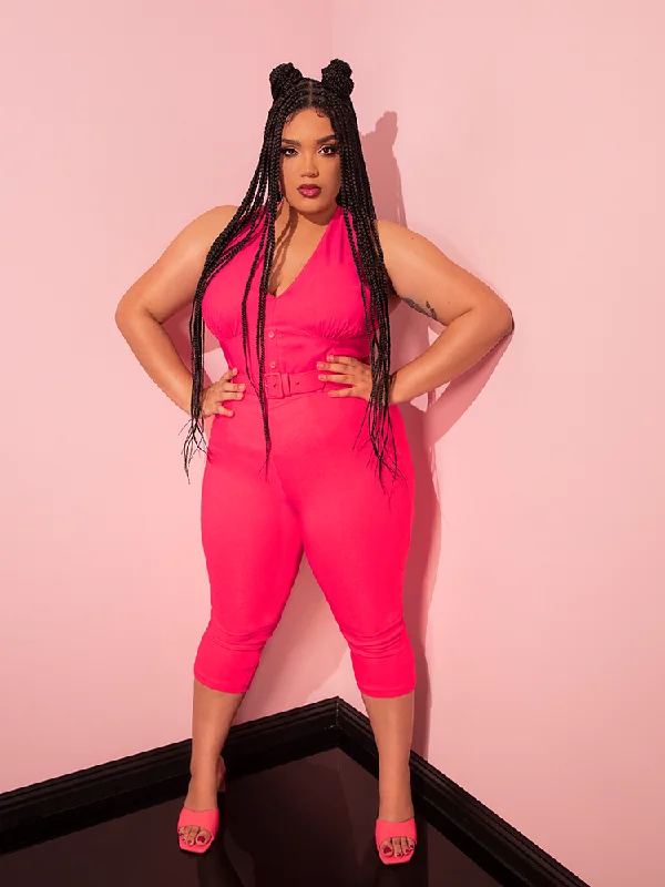 Stylish leather pants for edgy night looks -Capri Pants in Candy Pink - Vixen by Micheline Pitt