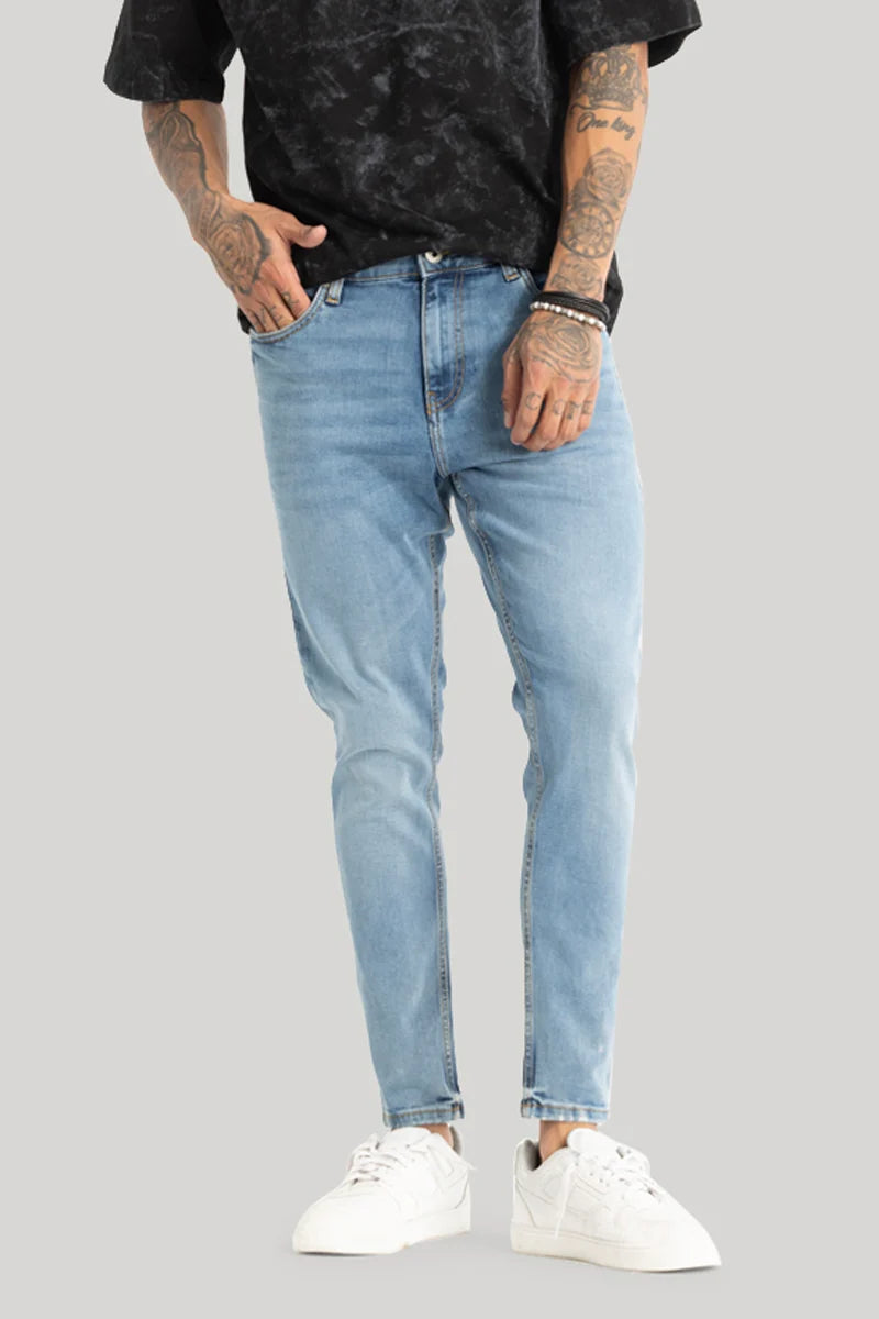 Designer Jeans for Luxury -Light Blue Plain Skinny Fit Jeans