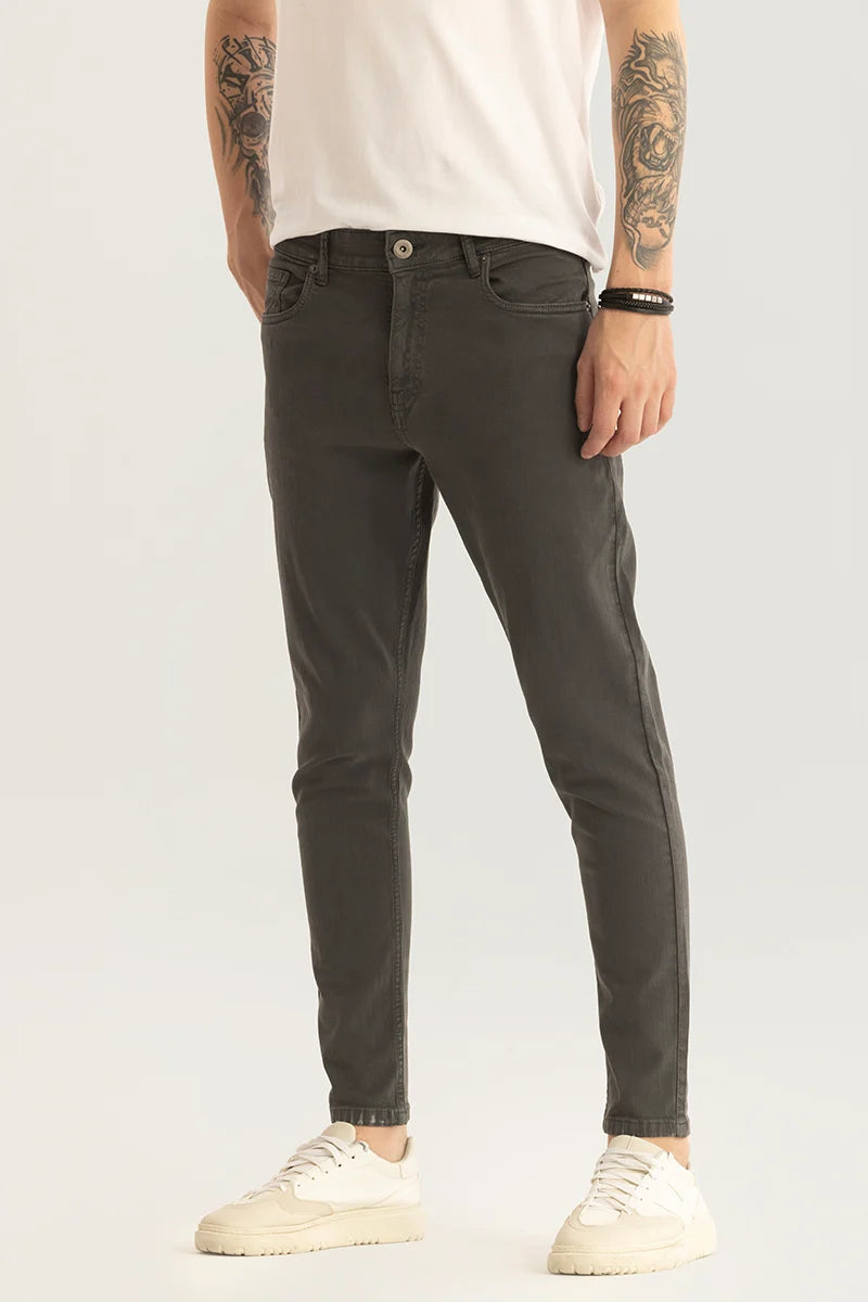 Blue Jeans for Everyday Wear -Quantum Dark Grey Plain Skinny Fit Jeans