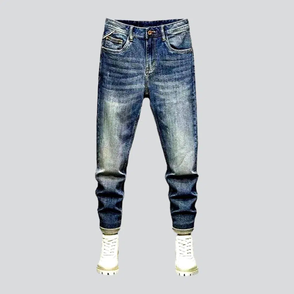 Christmas Jeans for Seasonal -Medium wash men's slim jeans