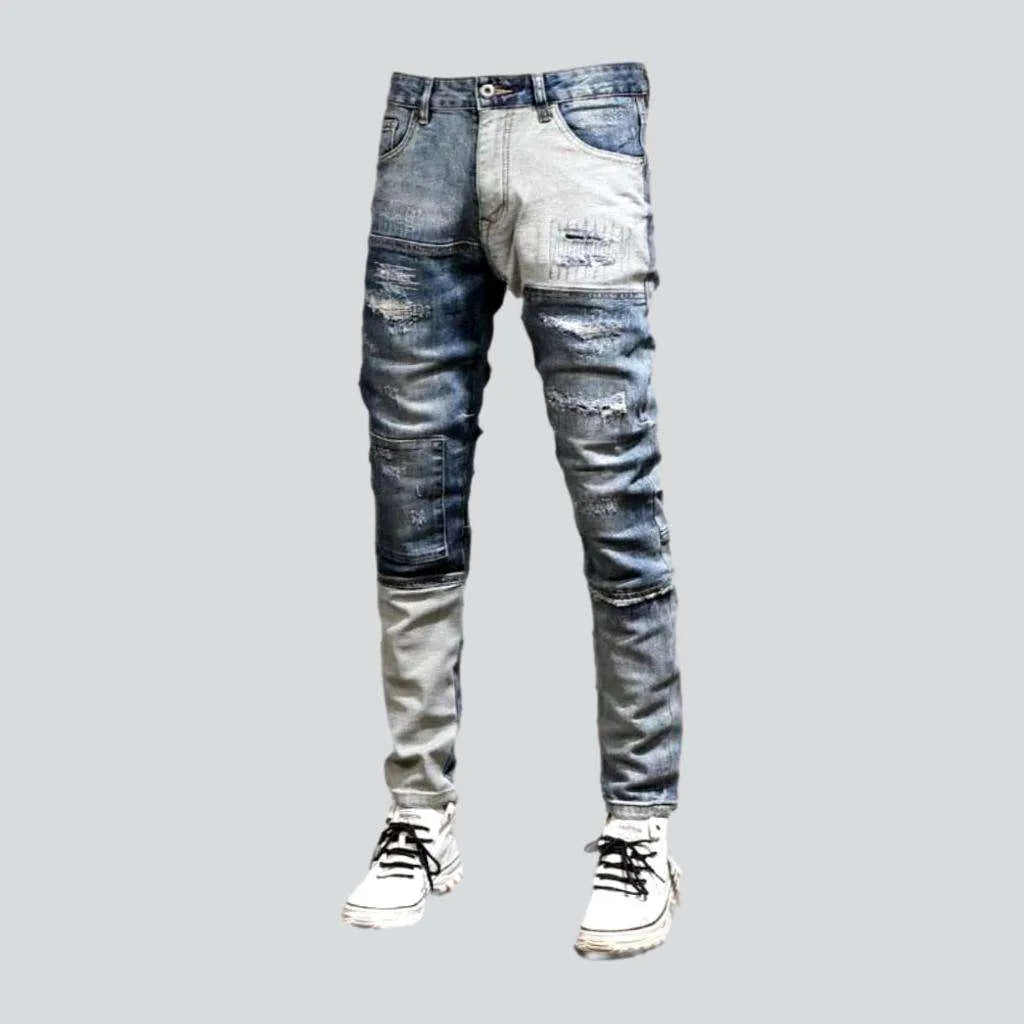 White Jeans for Fresh Look -Mid-waist men's street jeans