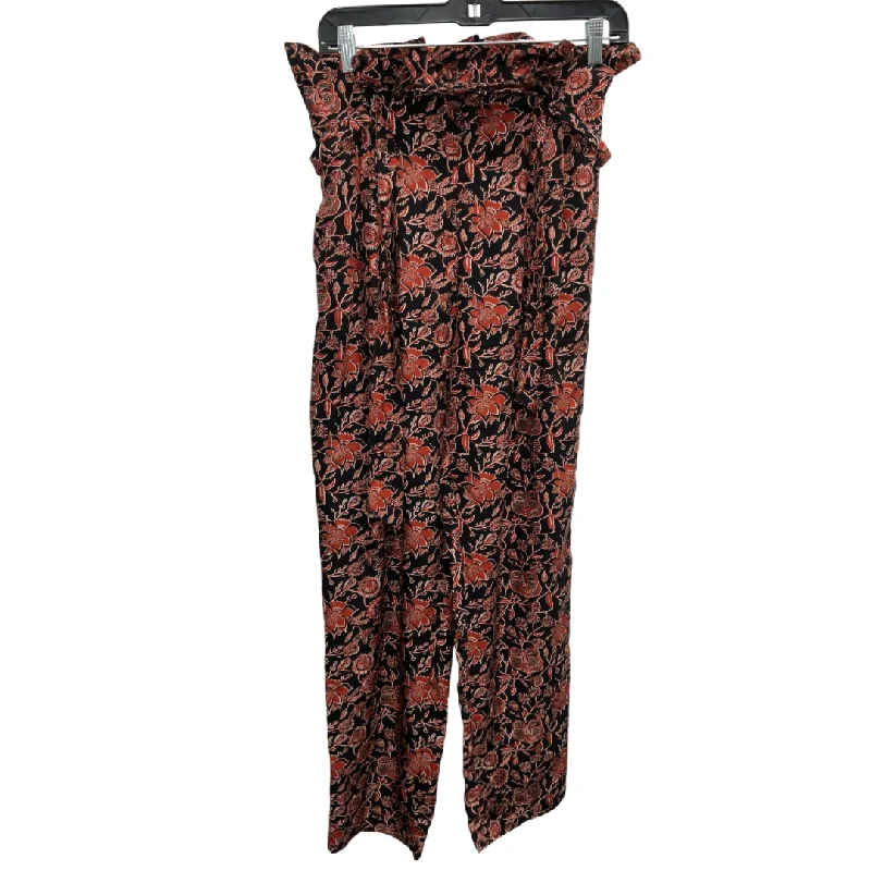 Stylish wide-leg pants for bold evening looks -Pants Cropped By Scotch & Soda In Black & Orange, Size: 10