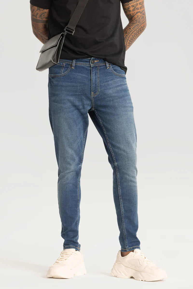 Blue Jeans for Everyday Wear -Blue Plain Skinny Fit Jeans