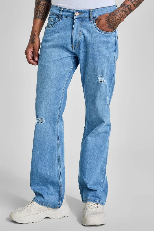 Shorts Jeans for Hot Days -Light Blue Distressed Bootcut Jeans