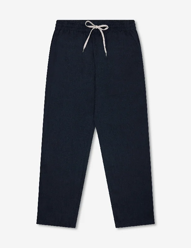 Durable canvas pants for heavy-duty work use -Burbank Linen Pant - Navy