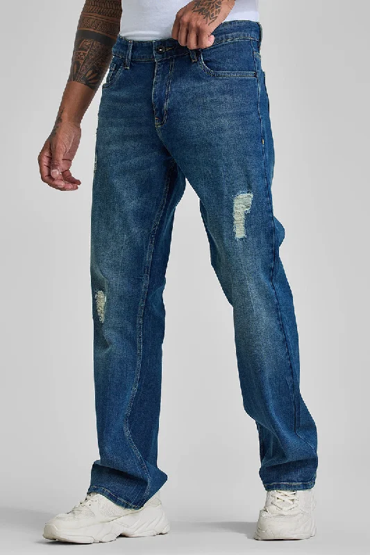 Bermuda Shorts Jeans for Modesty -Blue Distressed Bootcut Jeans