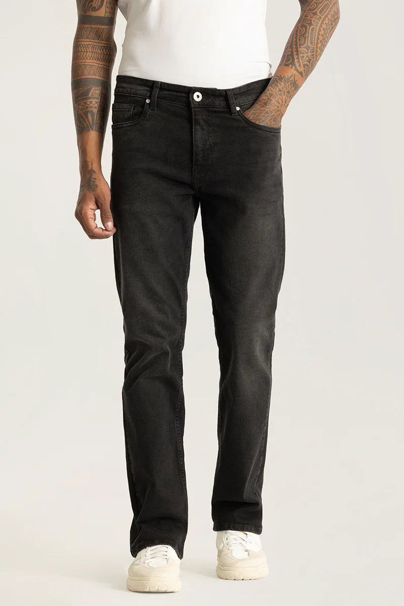 Organic Jeans for Natural -Vertex Charcoal Grey Plain Straight Fit Jeans