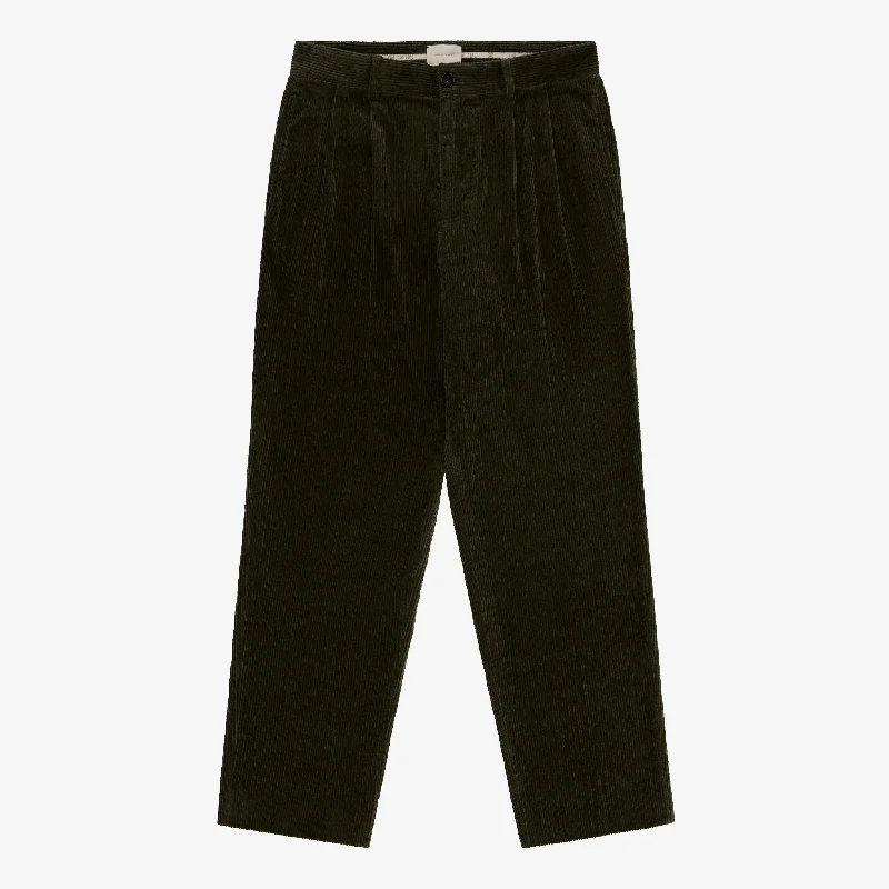 Casual drawstring pants for effortless home relaxation -Double Pleated Corduroy Pant