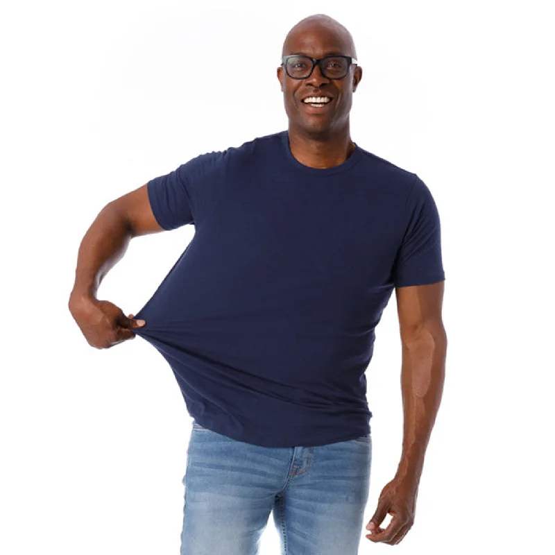 Elastic Shirts for Flex -Organic Crew Neck T-Shirt / Navy