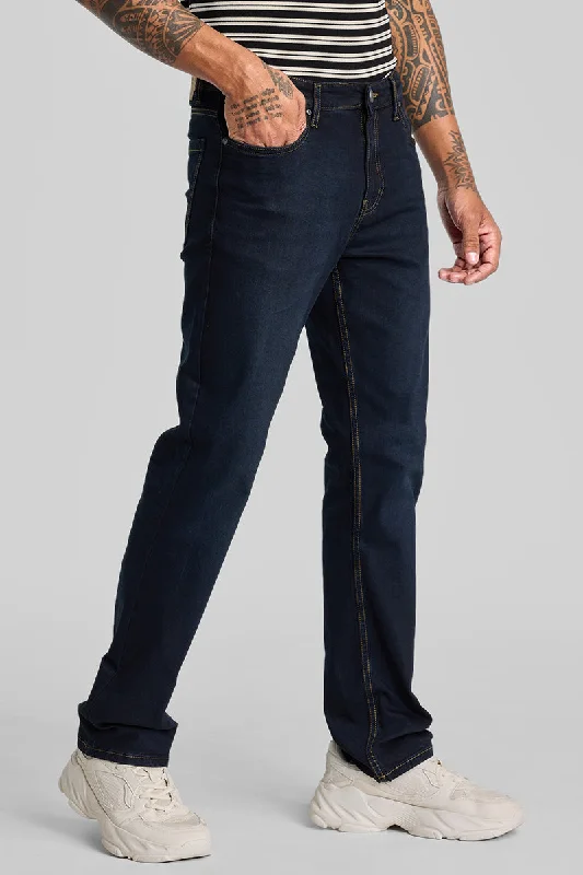 Light Wash Jeans for Casual -Navy Straight Fit Jeans