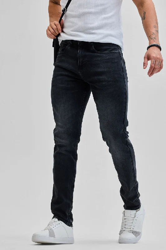 Camping Jeans for Wilderness -Charcoal Grey Tapered Fit Jeans