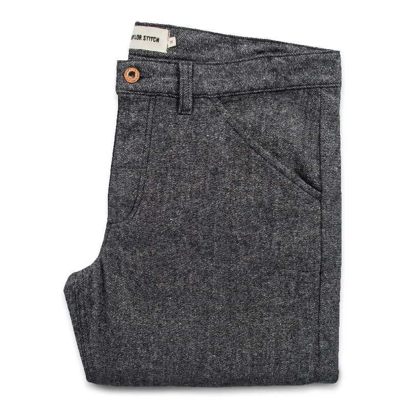 Soft velvet pants for cozy holiday outfits -The Camp Pant in Charcoal Donegal