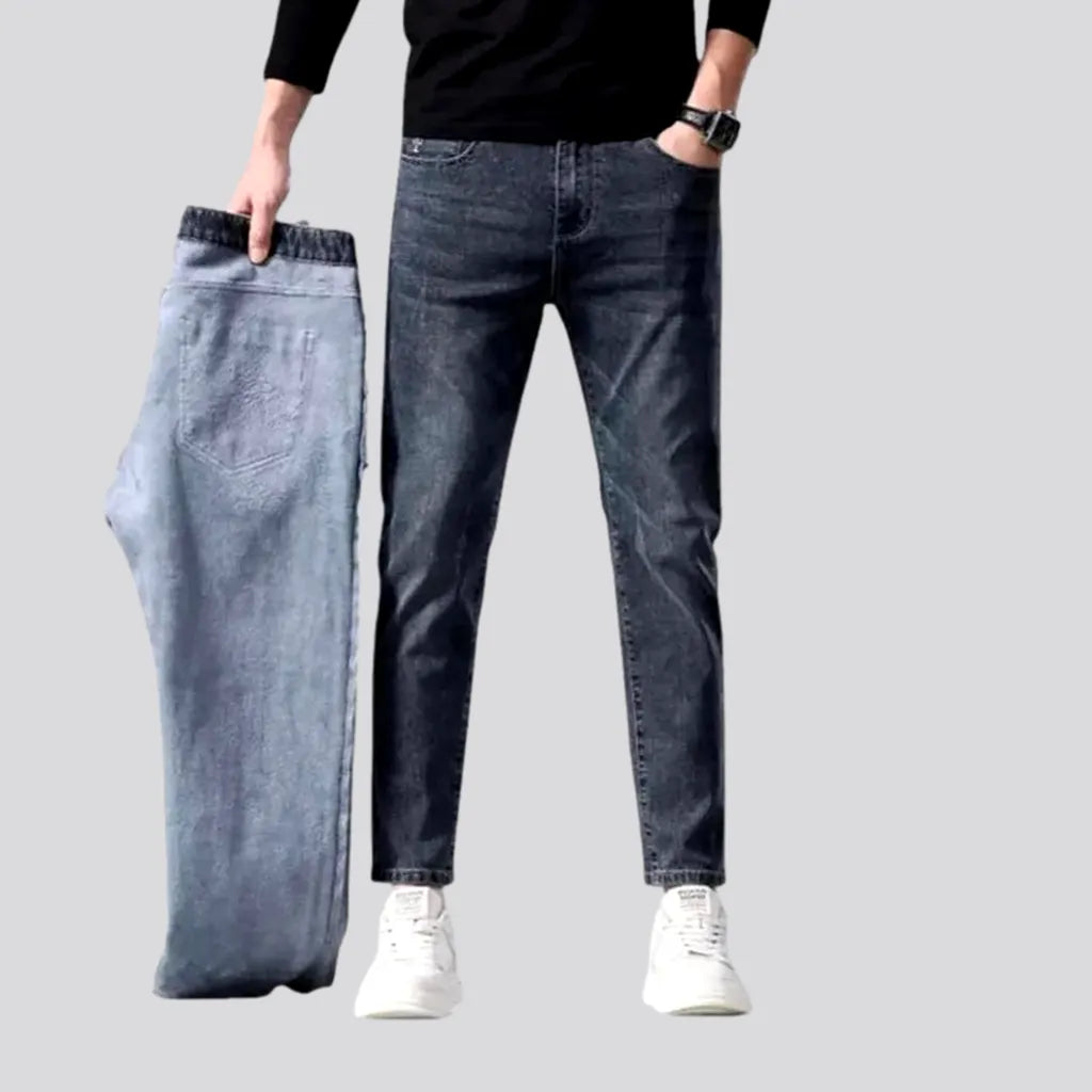 Rolled Shorts Jeans for Style -Sanded tapered men's jeans