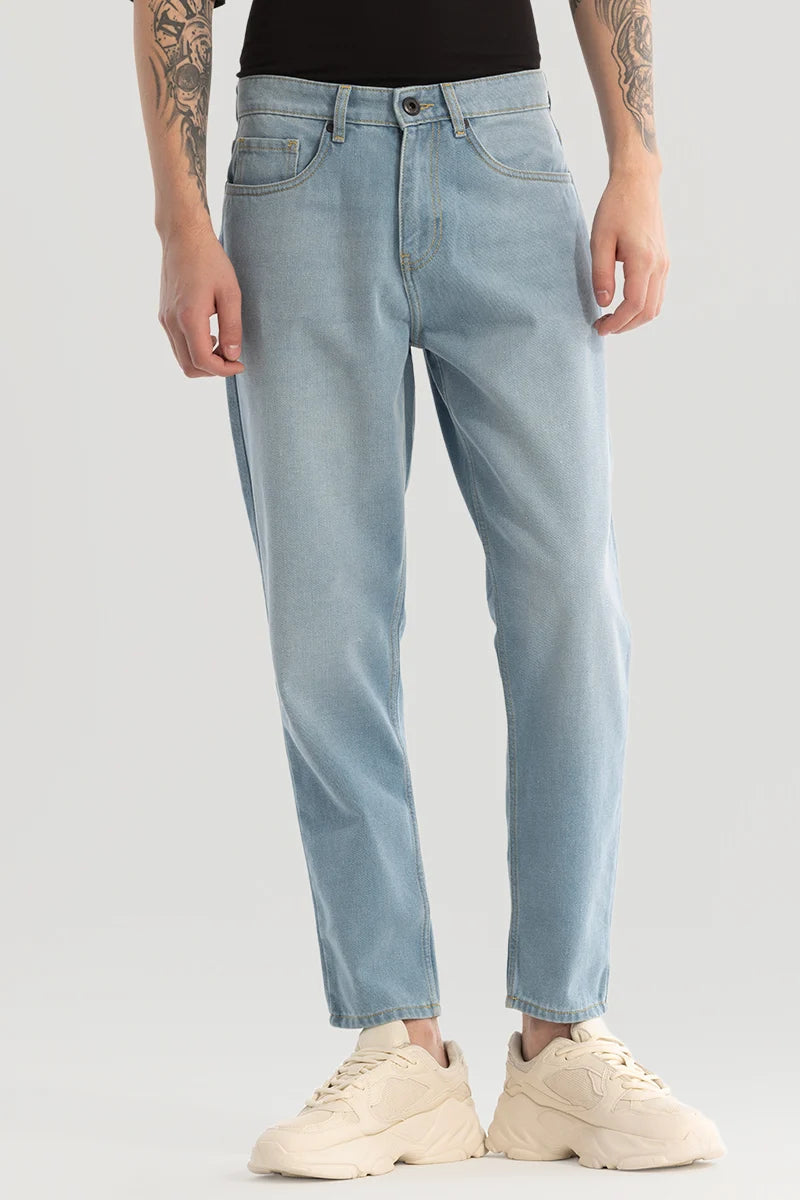 Side Pocket Jeans for Extra -Light Blue Plain Baggy Fit Jeans