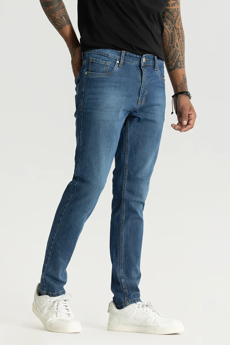 Hiking Jeans for Trail -Slick Dark Blue Plain Slim Fit Jeans