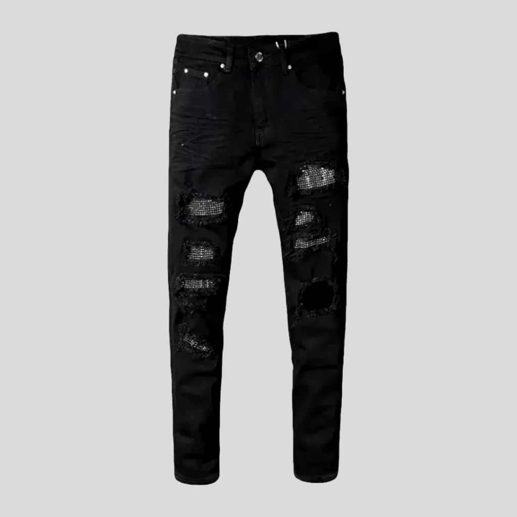 High-end Jeans for Exclusivity -Crystal-patch men's y2k jeans