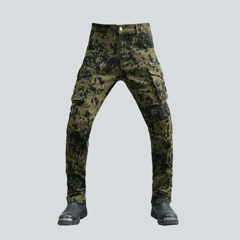 Belt Loops Jeans for Accessorizing -High-quality camouflage biker jeans