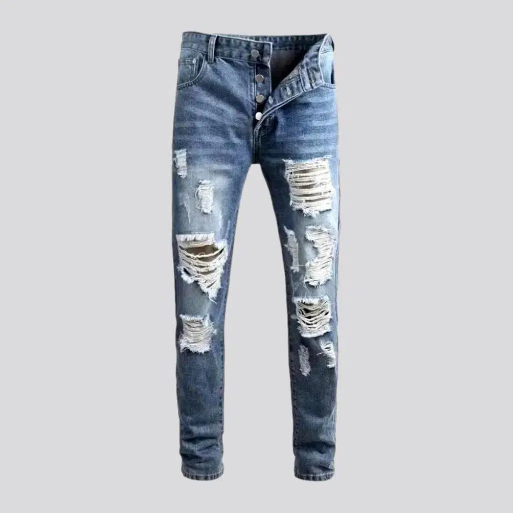 High Waisted Jeans for Shape -Mid-waist men's grunge jeans