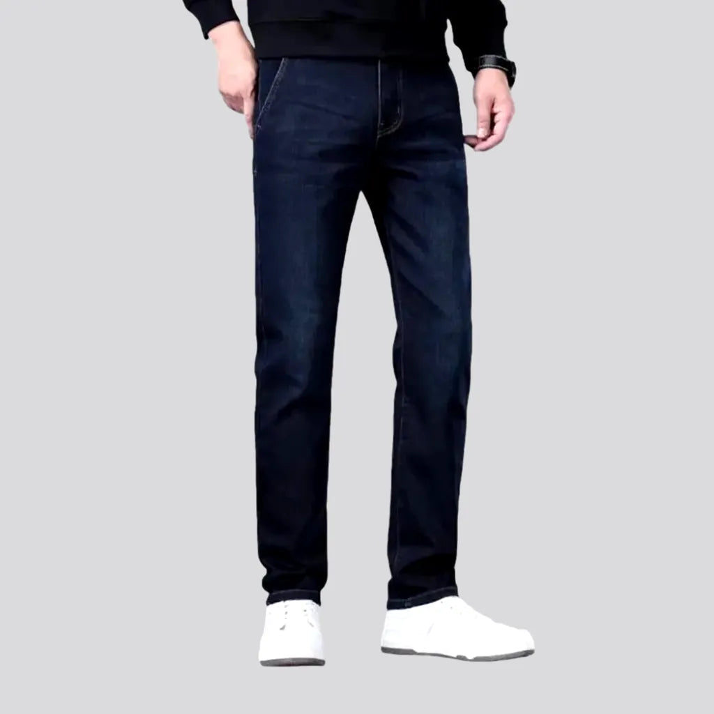 Metal Button Jeans for Classic -Slim fit high rise men's jeans