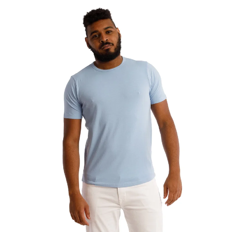 Nylon Shirts for Stretch -Organic Crew Neck T-Shirt / Light Blue