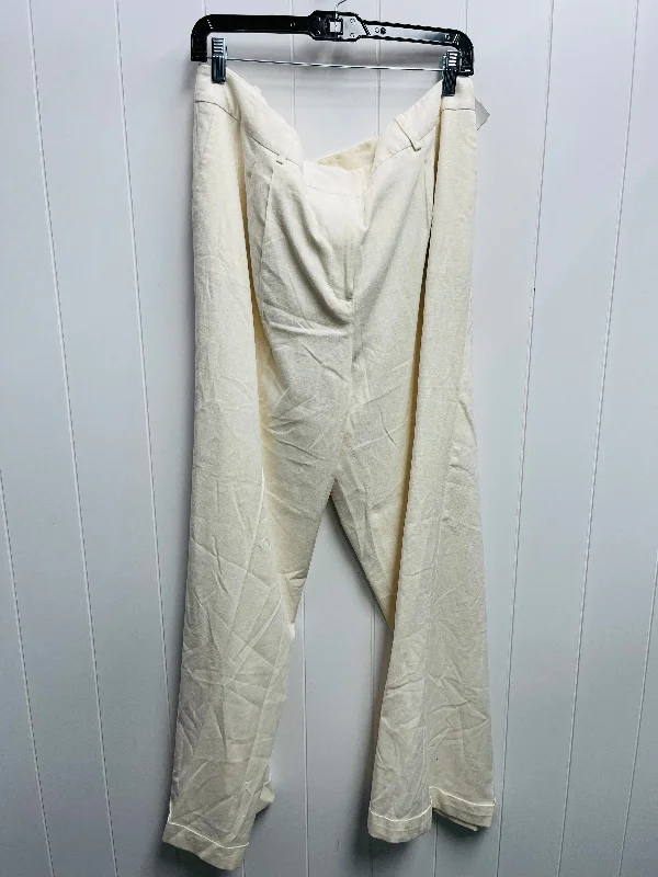 Cozy fleece pants for cold winter nights -Pants Dress By Calvin Klein In Cream, Size: 16