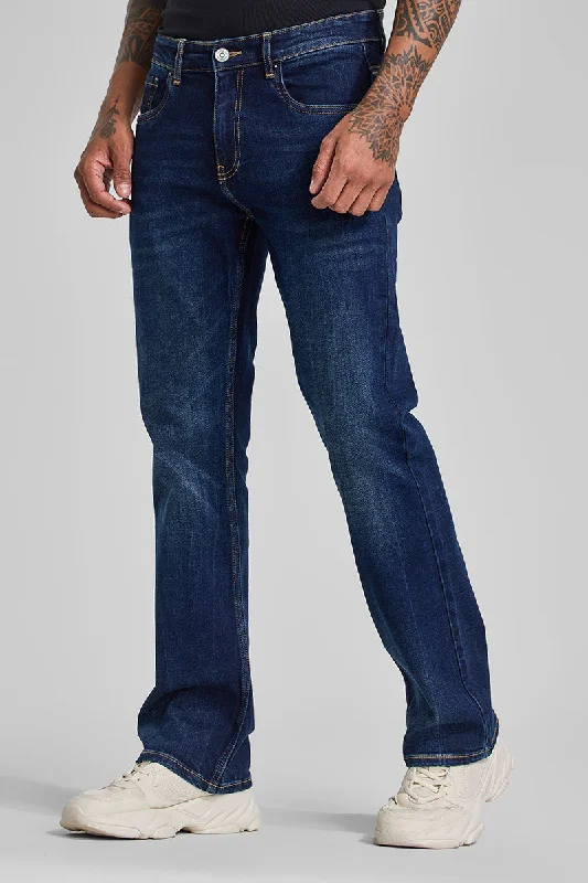 Rolled Shorts Jeans for Style -Navy Bootcut Jeans