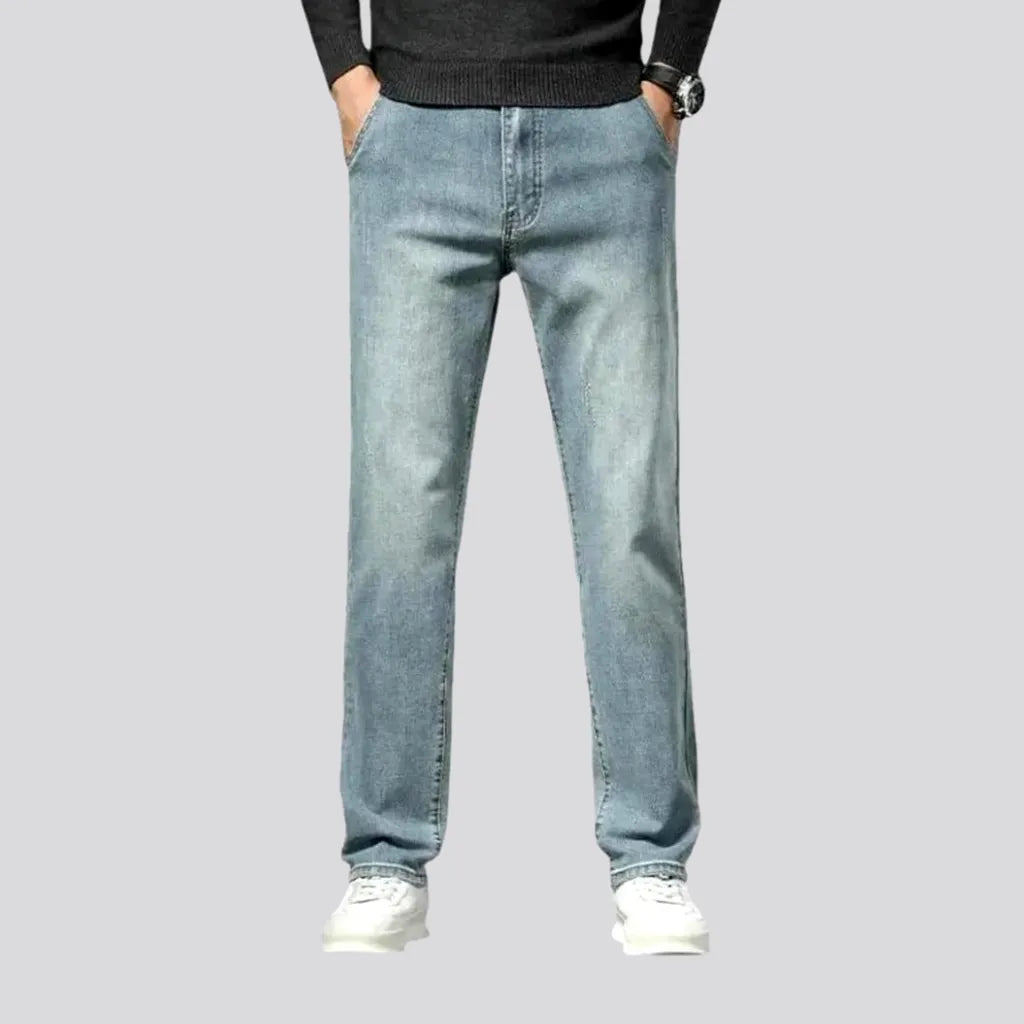 Metal Button Jeans for Classic -Casual stretchable narrow fit men's jeans