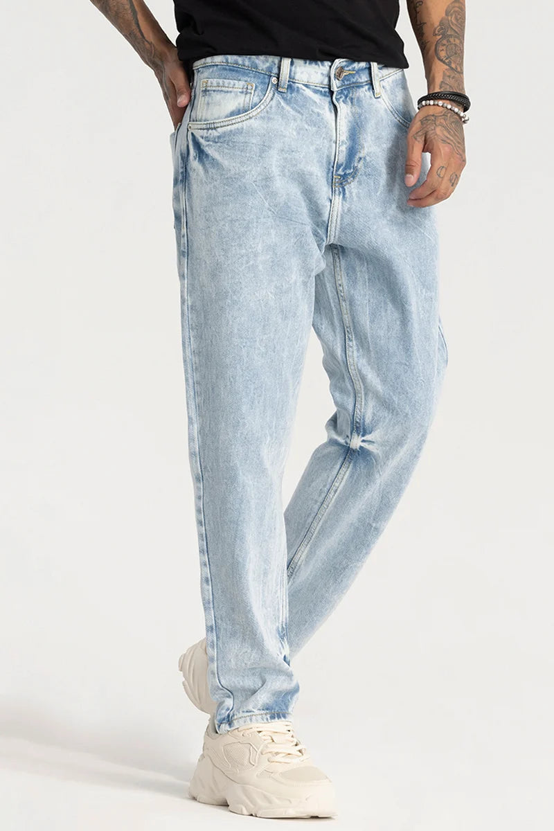 White Jeans for Fresh Look -Light Blue Plain Baggy Fit Jeans